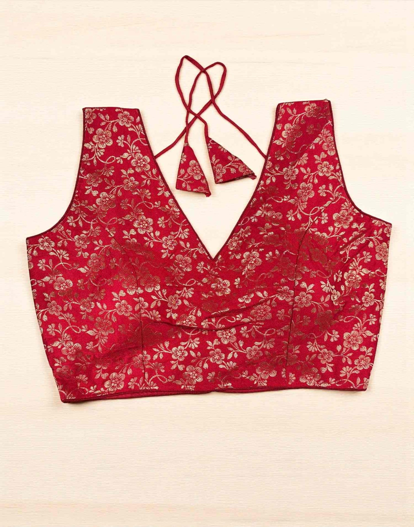 270925BL (E6526) BROCADE BLOUSE - Red