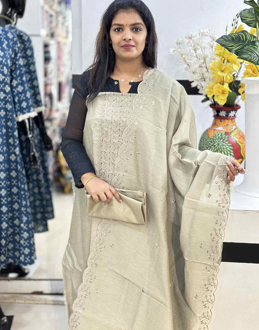 SALWAR SUITS UN-STITCHED TAMIYA GRAY E2710 200524 - ELENTRA DESIGNS BY NIMI HEINS