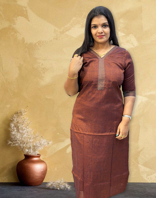 250724B (E2606) OFFER ZONE SLITTED KURTI - Brown