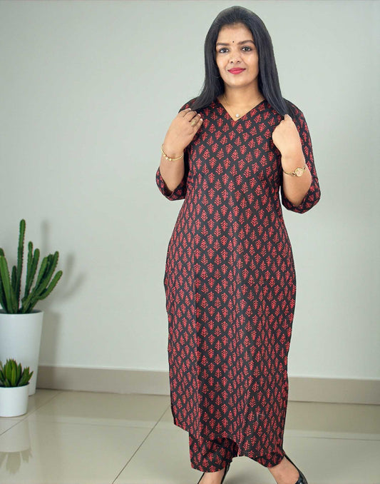 191125CS (E6608) CO-ORD SET - Black n Red