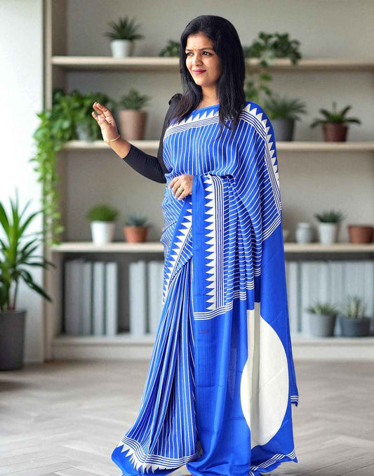 170725S (E6240) CREPE SILK SAREE - Royal Blue