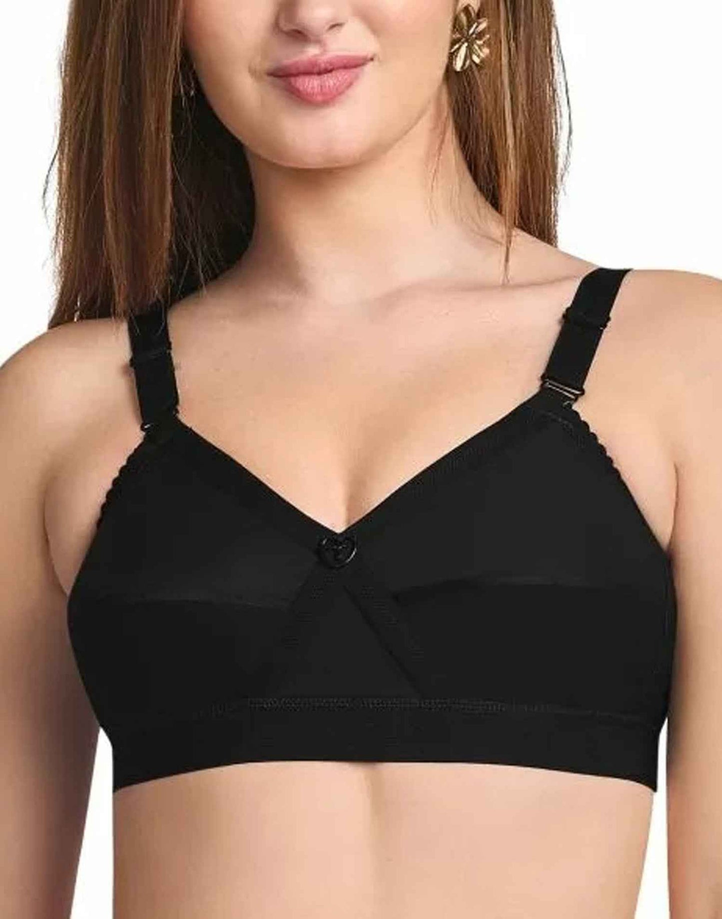 NON PADDED BRA RIZA KRUTHIKA PLAIN BLACK E6832 160326BR