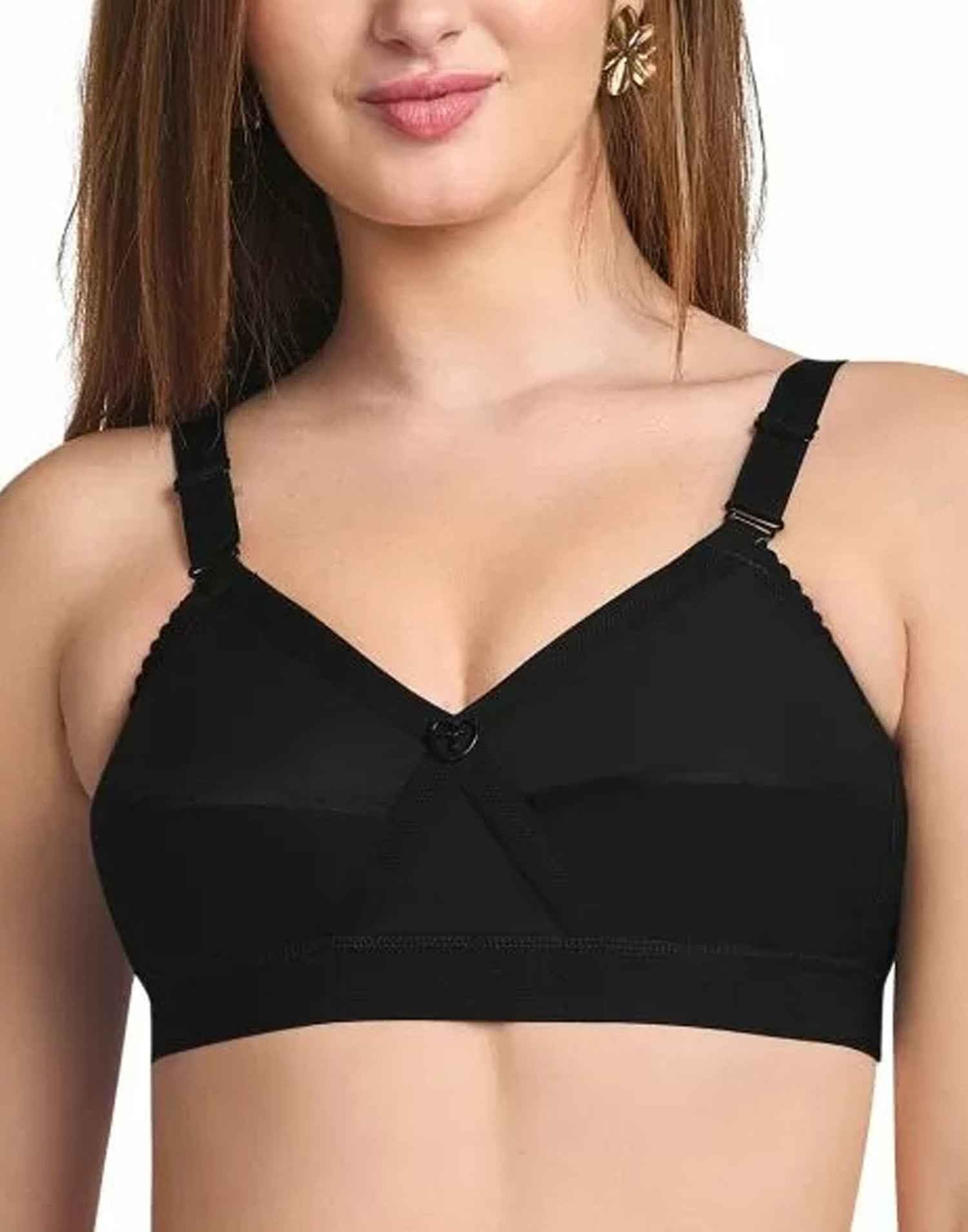 NON PADDED BRA RIZA KRUTHIKA PLAIN BLACK E6832 160326BR