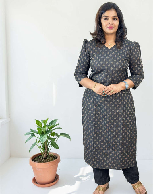 KURTI SET BLACK E6728 060326KS - ELENTRA DESIGNS BY NIMI HEINS