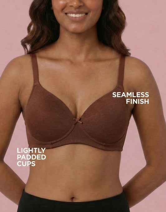 SEMI PADDED BRA BLOSSOM BELOVED PAD BROWN E3010 210626BR - ELENTRA DESIGNS BY NIMI HEINS