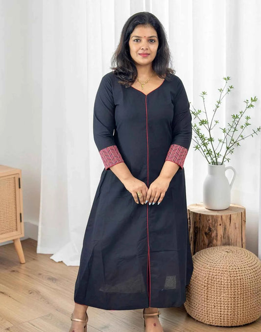 COTTON SLITTED KURTI BLACK 101026SK