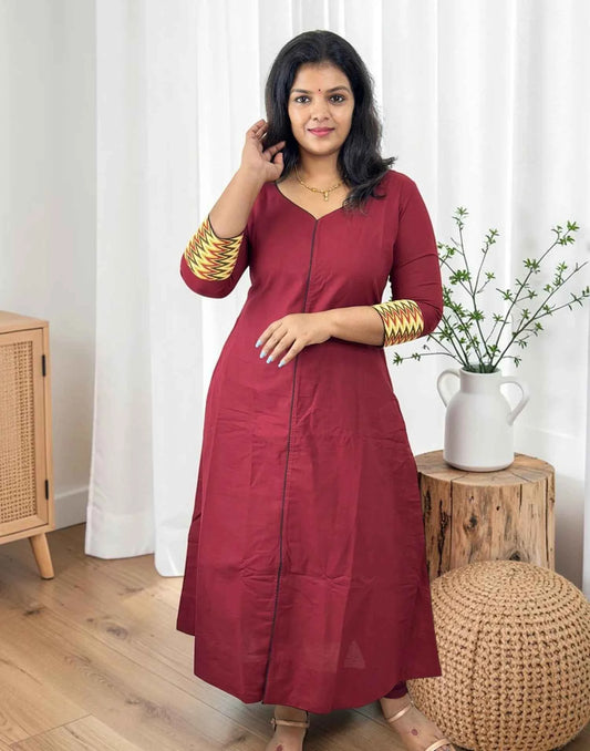 COTTON SLITTED KURTI MAROON 101026SK
