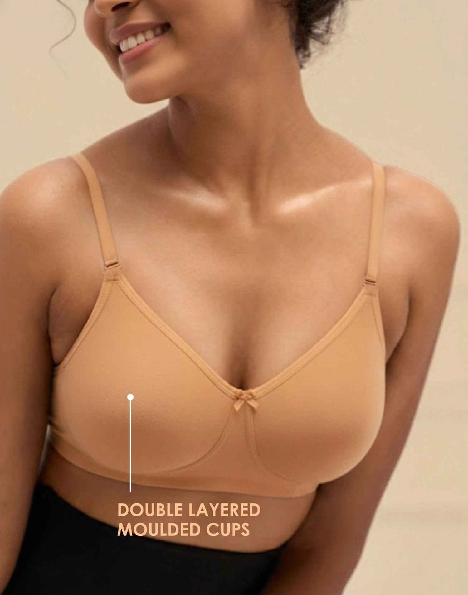 NON PADDED BRA BLOSSOM T-SHIRT BRA CASHEW E3006 210625BR