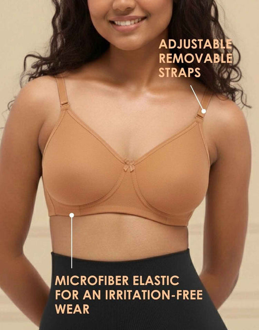 NON PADDED BRA BLOSSOM T-SHIRT BRA CASHEW E3006 210625BR