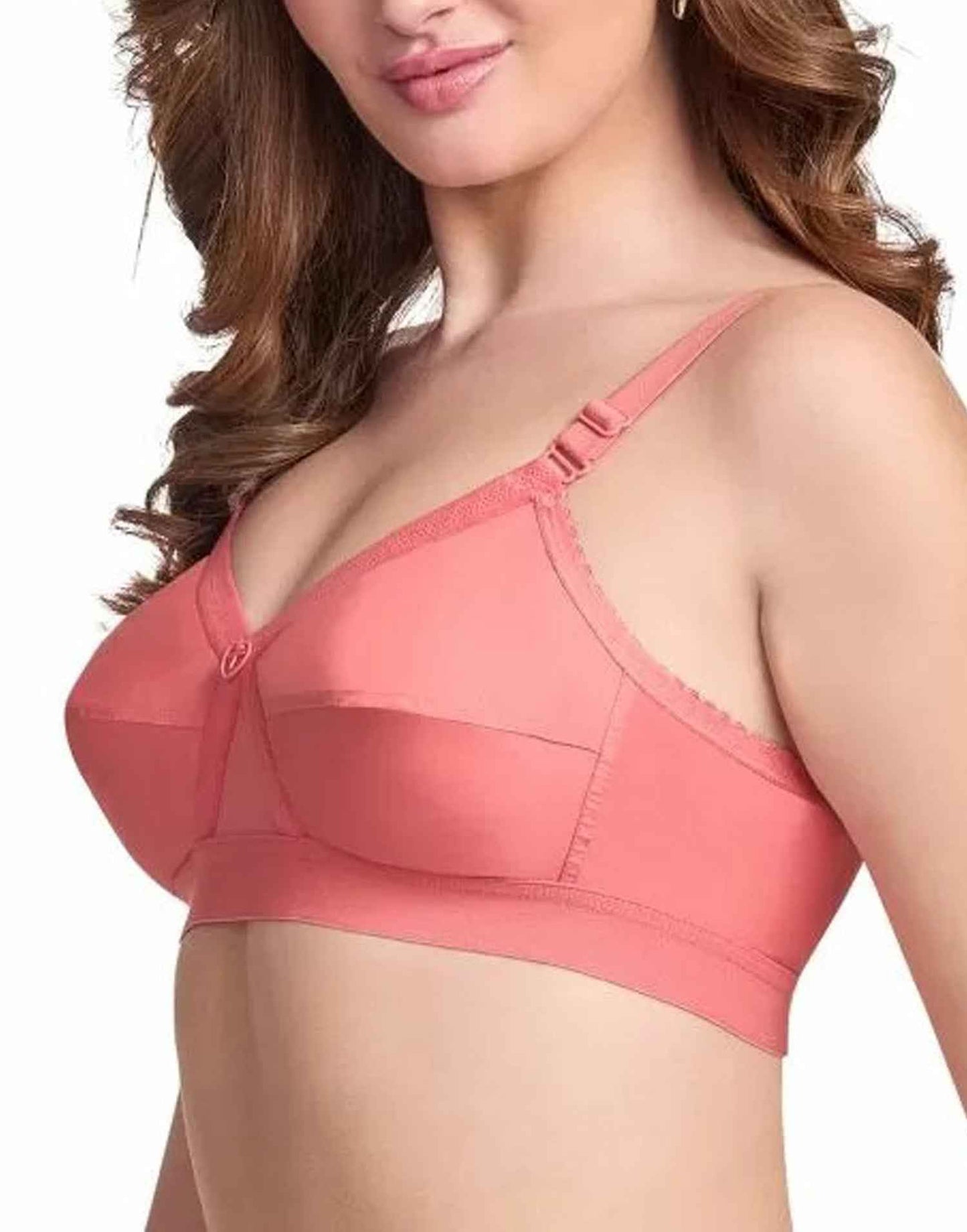 NON PADDED BRA RIZA KRUTHIKA PLAIN CORAL E6832 160326BR