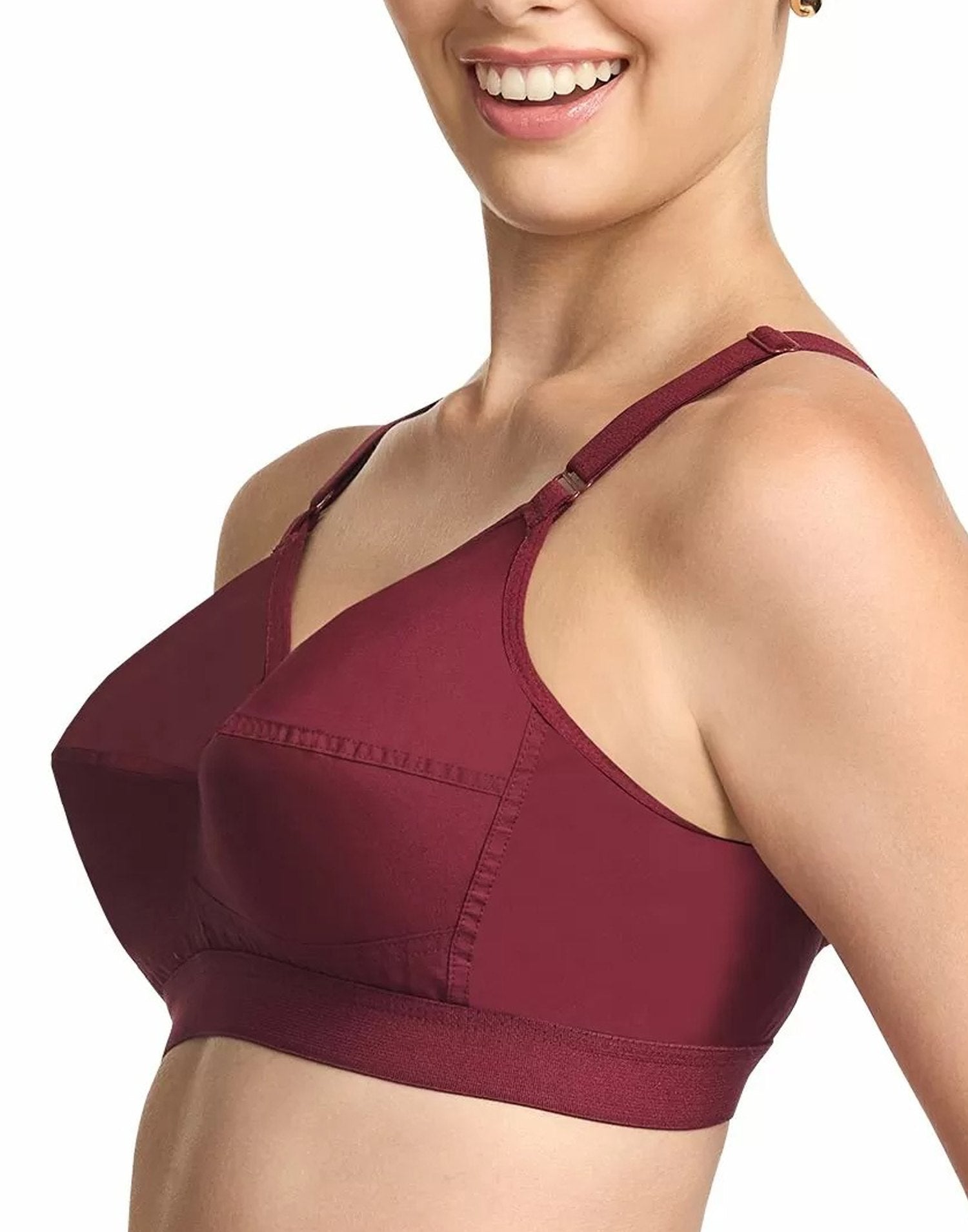 NON PADDED BRA RIZA COTTON FIT MAROON E6776 250226BR - ELENTRA DESIGNS BY NIMI HEINS