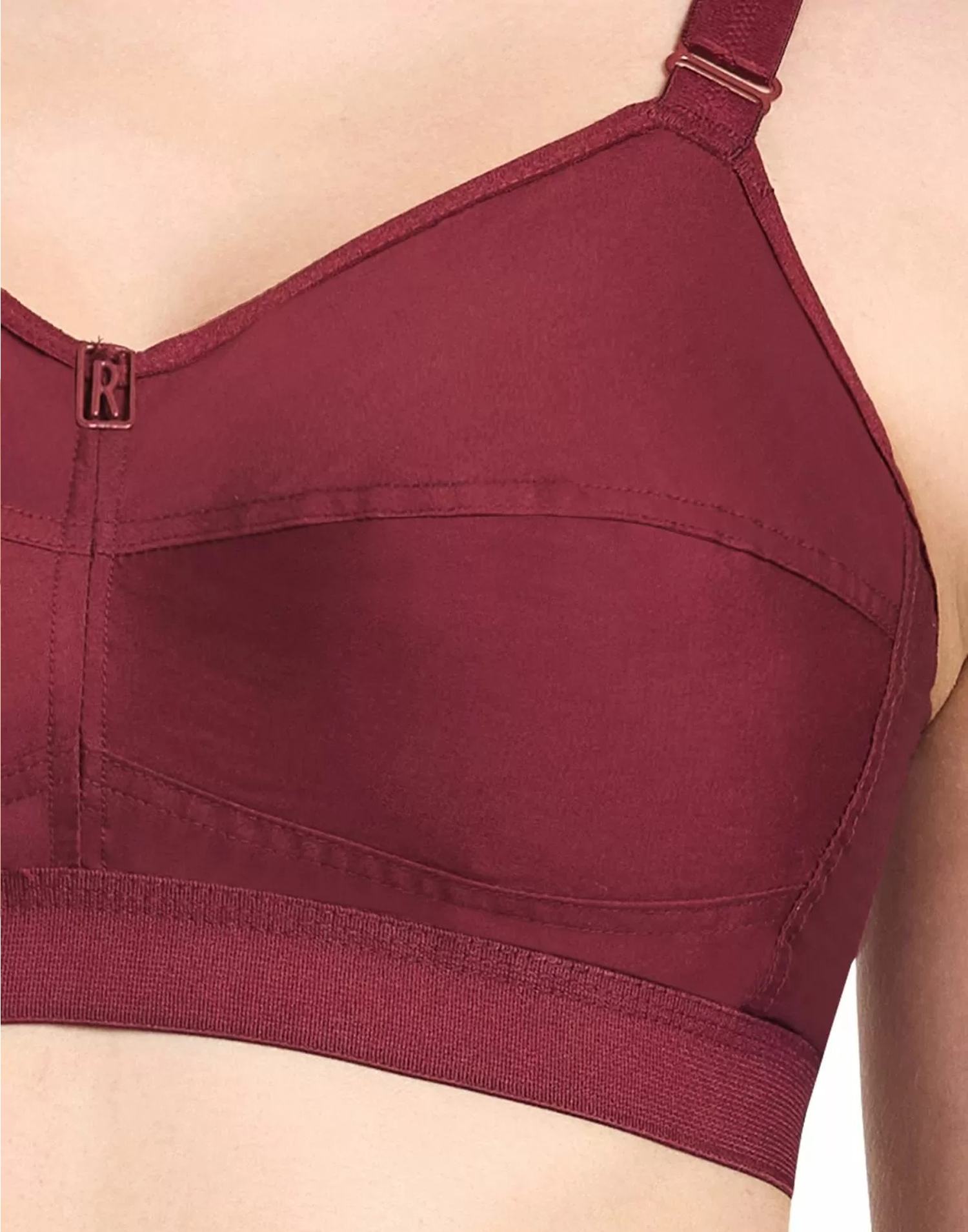 NON PADDED BRA RIZA COTTON FIT MAROON E6776 250226BR - ELENTRA DESIGNS BY NIMI HEINS