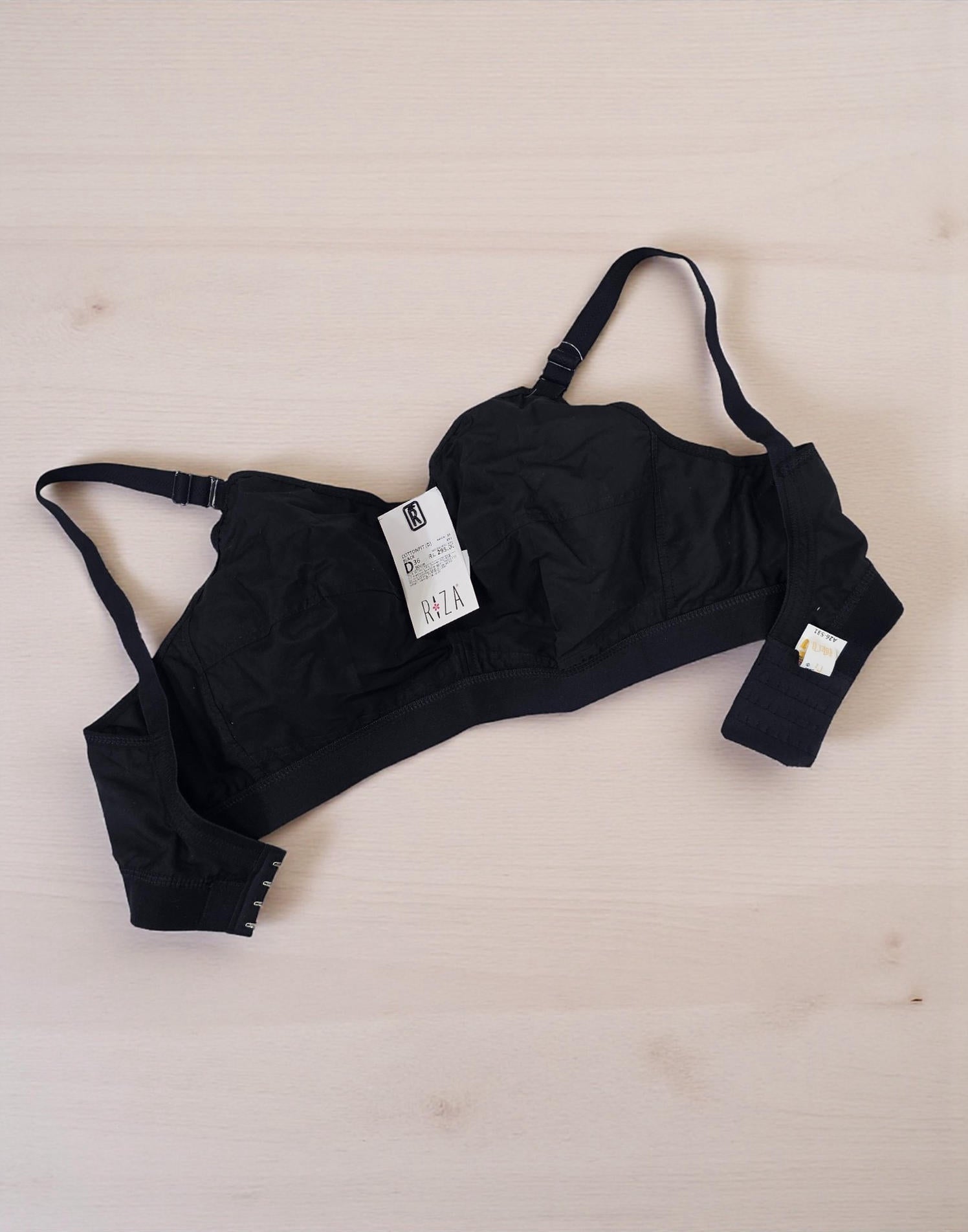 NON PADDED BRA RIZA COTTON FIT BLACK E6776 250226BR - ELENTRA DESIGNS BY NIMI HEINS