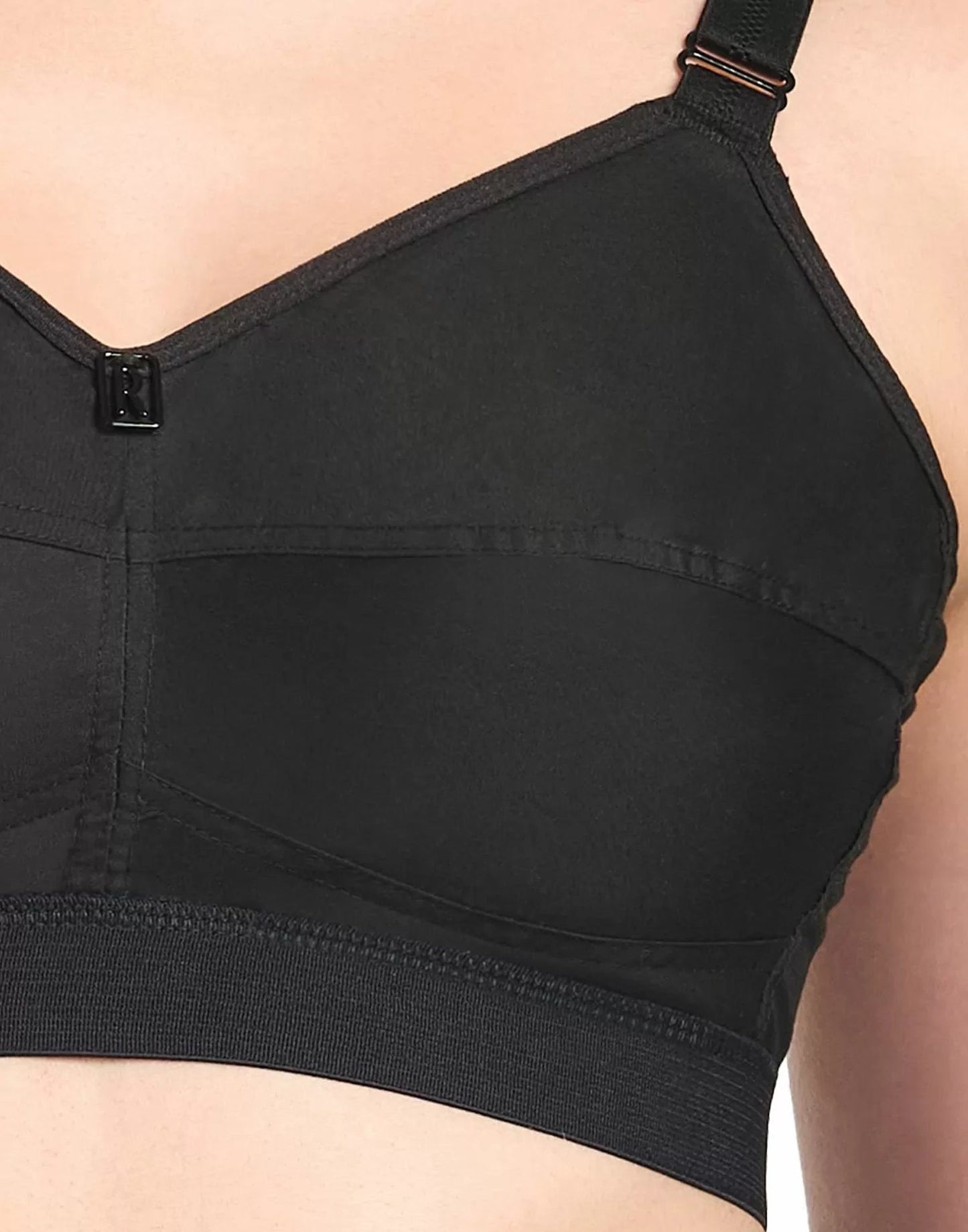 NON PADDED BRA RIZA COTTON FIT BLACK E6776 250226BR - ELENTRA DESIGNS BY NIMI HEINS