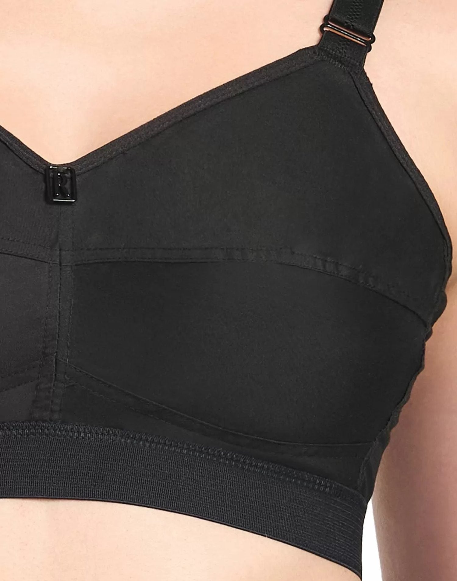 NON PADDED BRA RIZA COTTON FIT BLACK E6776 250226BR - ELENTRA DESIGNS BY NIMI HEINS