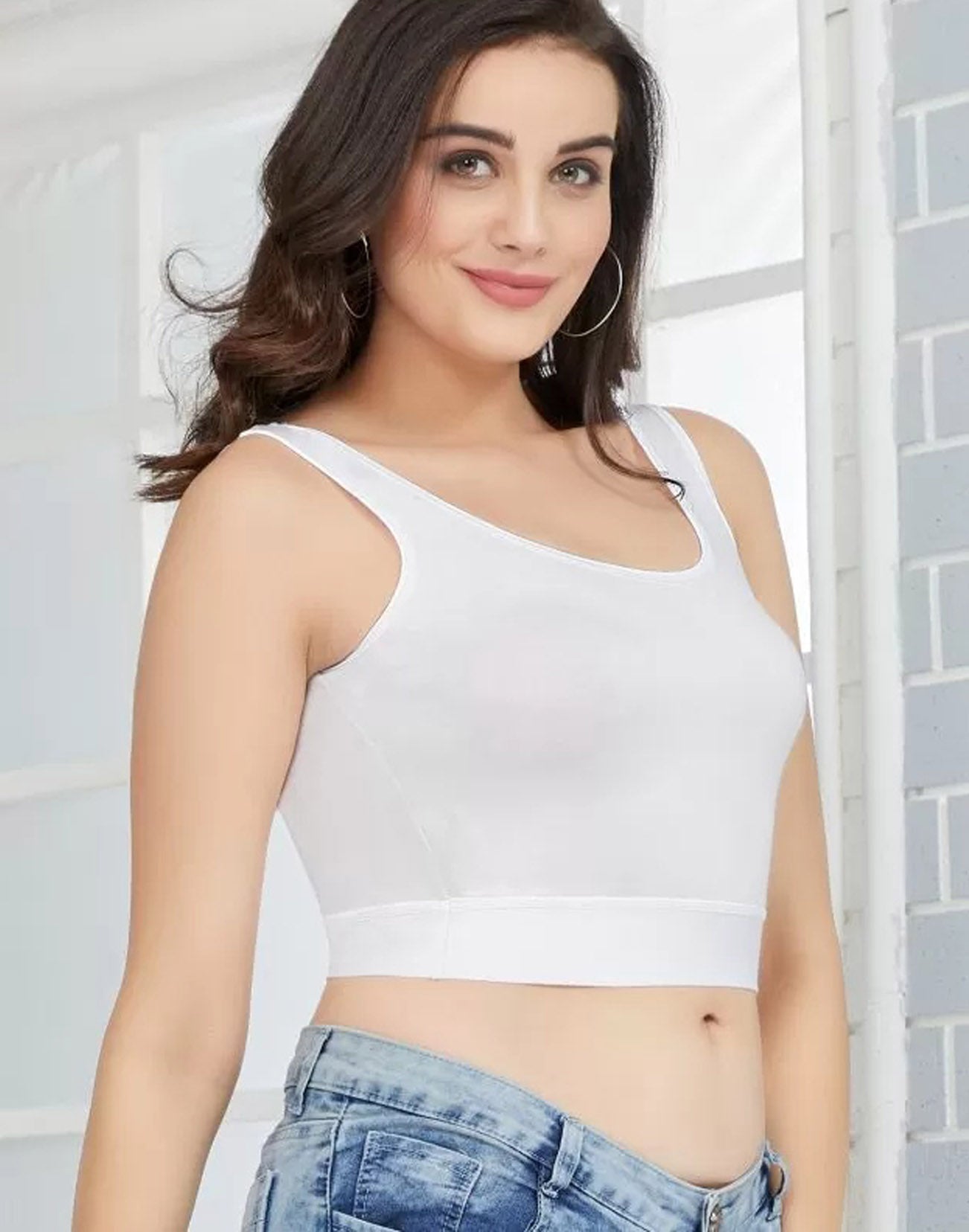 CAMISOLE RIZA CROP TOP TANK TOP WHITE E6932 280426CL - ELENTRA DESIGNS BY NIMI HEINS