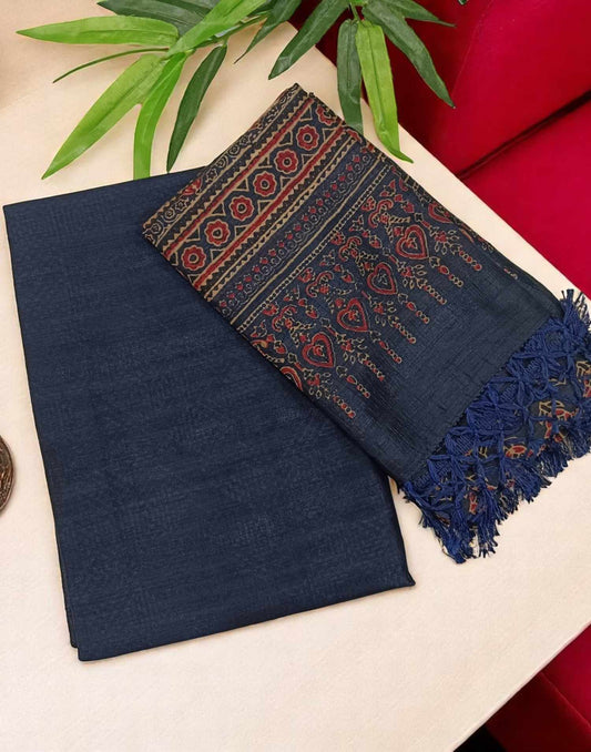 SALWAR SUITS UN-STITCHED DARK BLUE E5121 280525ML - ELENTRA DESIGNS BY NIMI HEINS