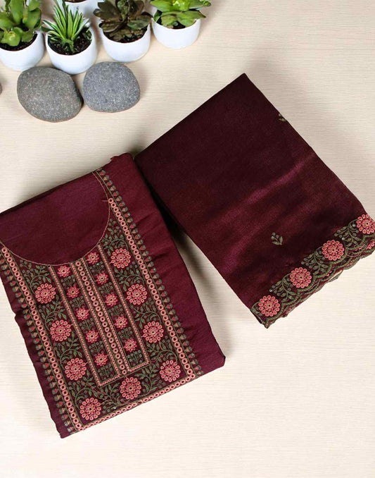 270525ML (E5351) UN-STITCHED SETS - Dark Maroon