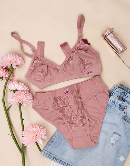 BRA N PANTY COMBO V-MAX DUSTY PINK E6075-E6076 310526BP