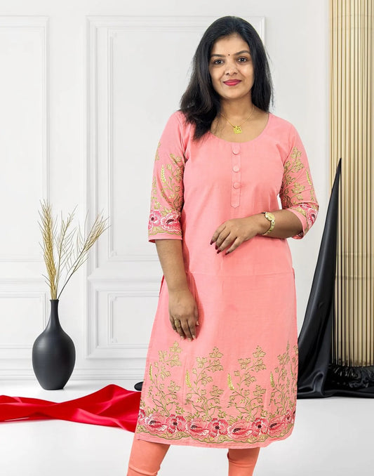 EMBROIDERY KURTI PEACHES PINK 181026EK