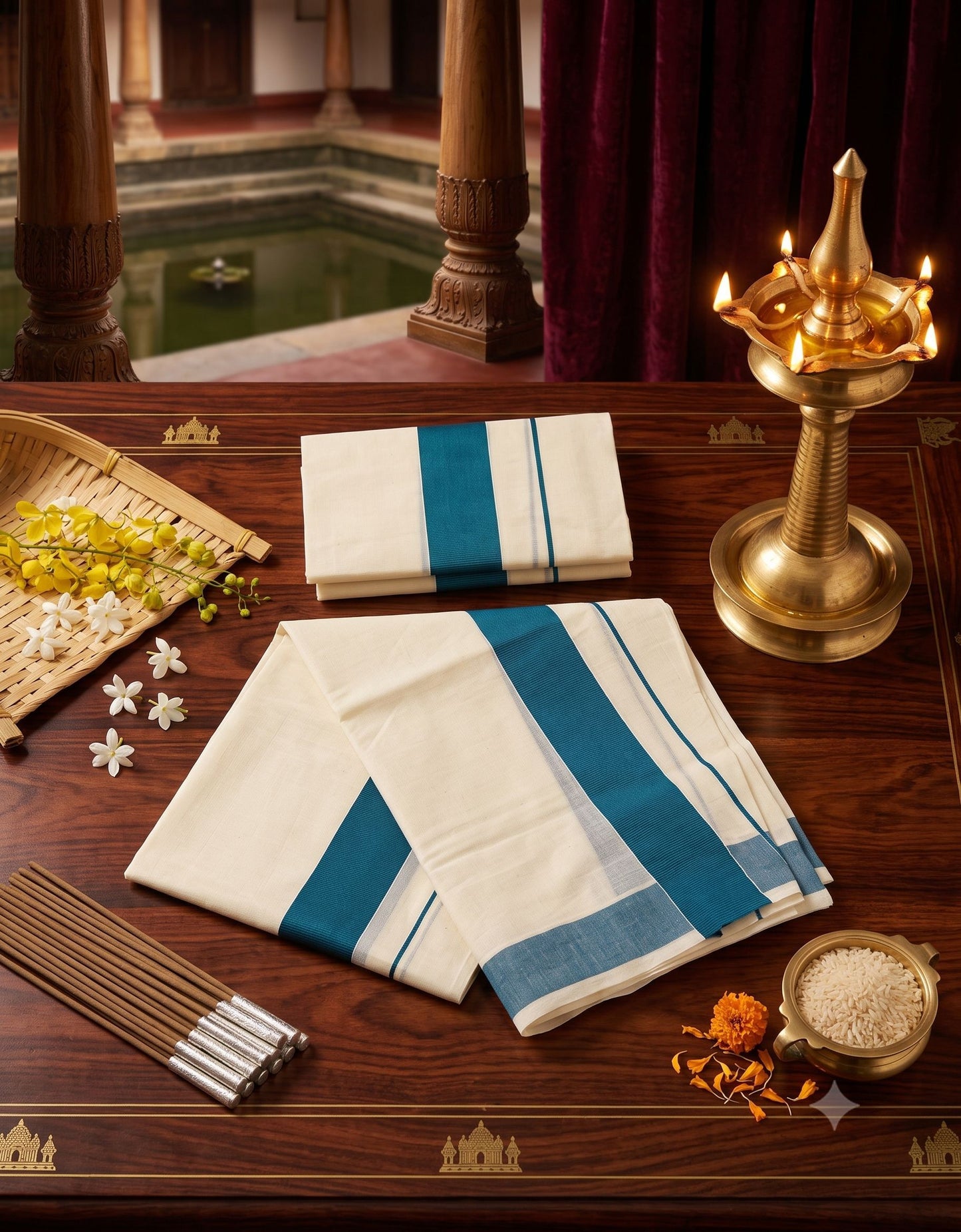 SET MUNDU PEACOCK BLUE E7222 090926SM