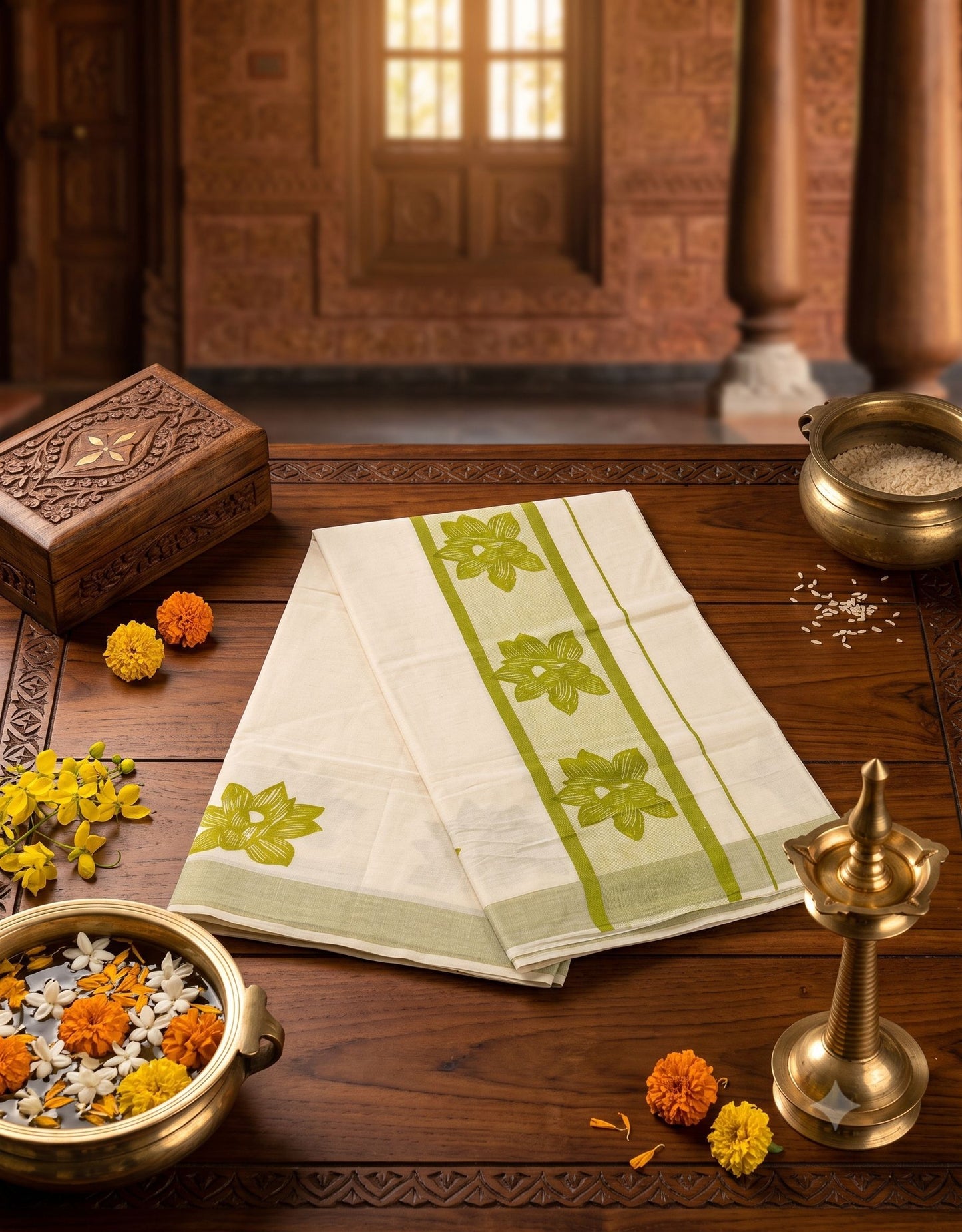 SET SAREE APPLE GREEN E7225 090926SS