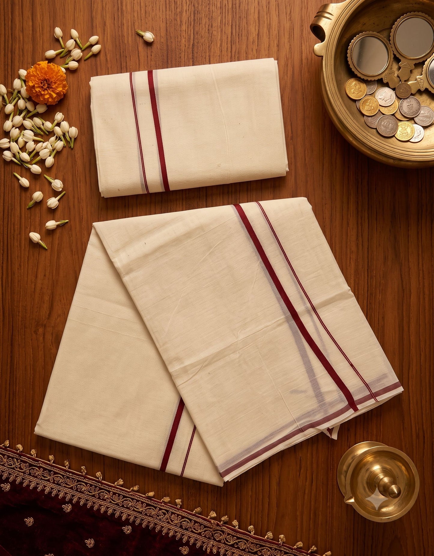 SET MUNDU PULIYILA KARA MAROON E7222 090926SM