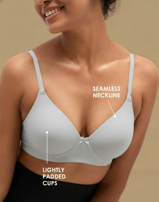 LIGHTLY PADDED BRA BLOSSOM FEATHERLITE GRAY E6437 300825BR