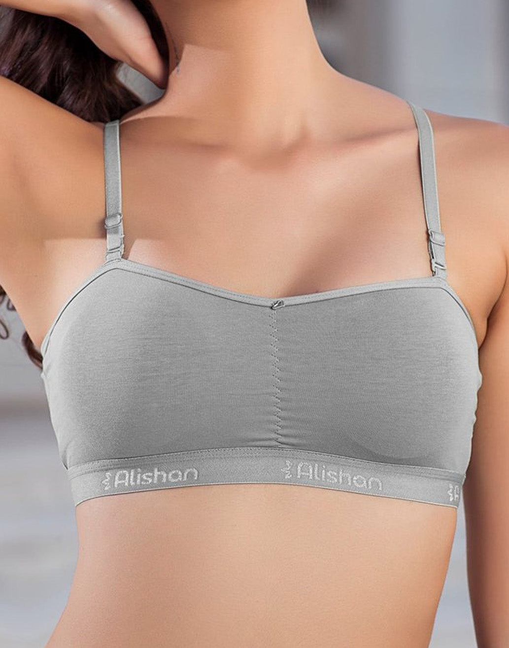 PADDED SPORTS BRA ALISHAN GRAY E6995 180526BR - ELENTRA DESIGNS BY NIMI HEINS