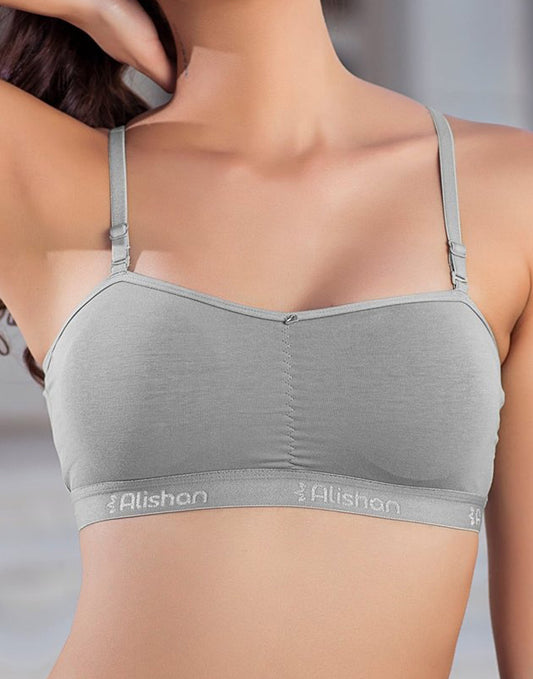 PADDED SPORTS BRA ALISHAN GRAY E6995 180526BR - ELENTRA DESIGNS BY NIMI HEINS