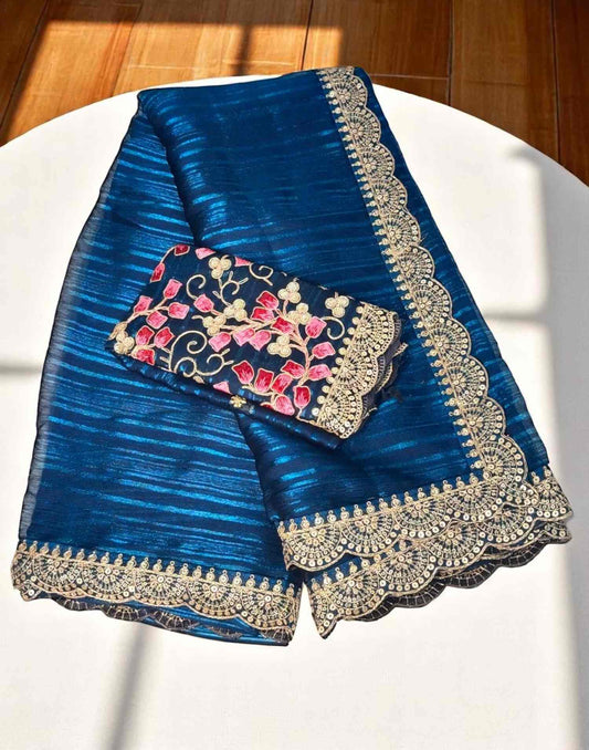 170525S - FANCY SAREE - Peacock Blue