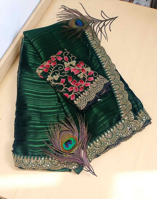 170525S - FANCY SAREE - Dark Green