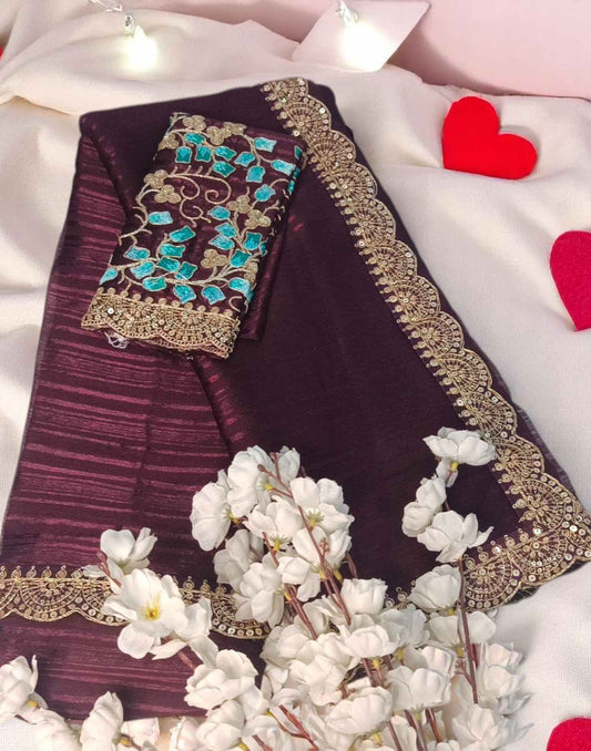 170525S - FANCY SAREE - Dark Purple