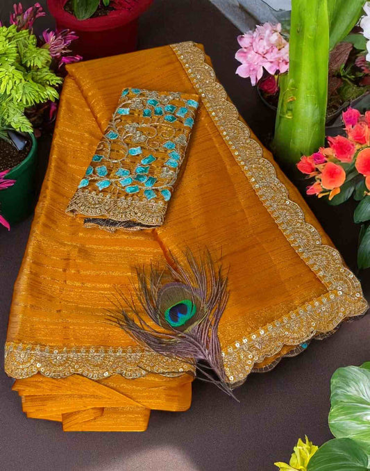170525S - FANCY SAREE - Mango Yellow