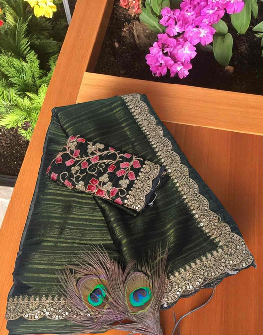 170525S - FANCY SAREE - Olive Green