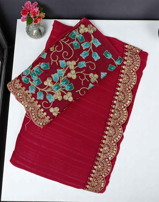 170525S - FANCY SAREE - Rani Pink