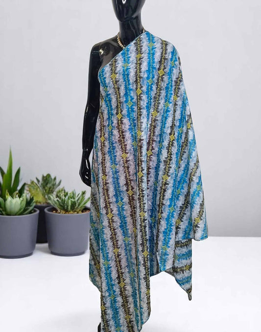 210525DP (E3167) COTTON DUPATTA - Blue