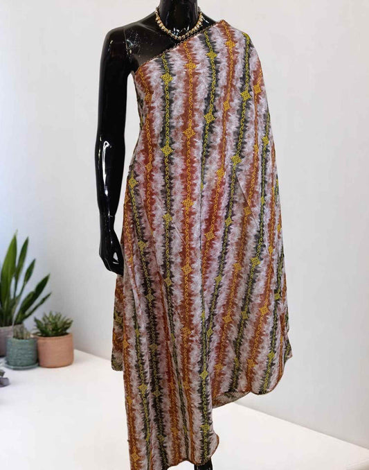 210525DP (E3167) COTTON DUPATTA - Chocolate