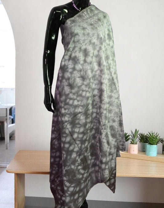210525DP (E3167) COTTON TIE-DYE DUPATTA - Dark Green