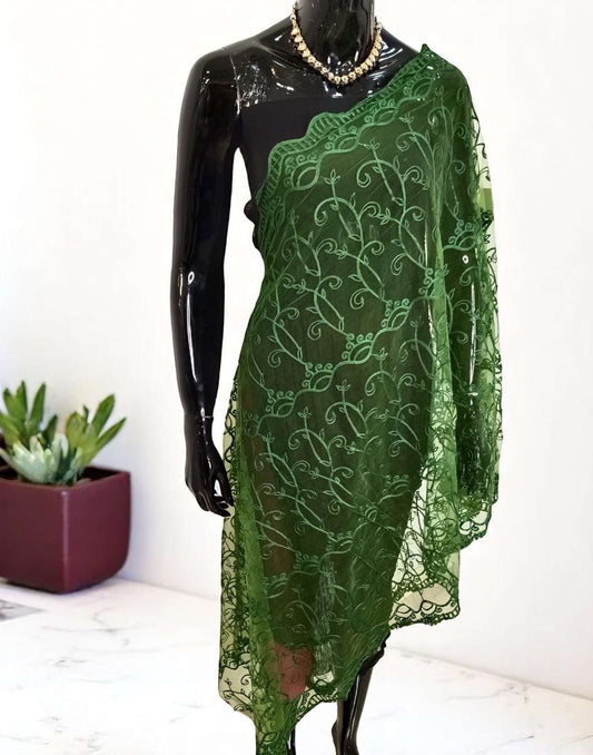 210525DP (E4118) NET DUPATTA - Green
