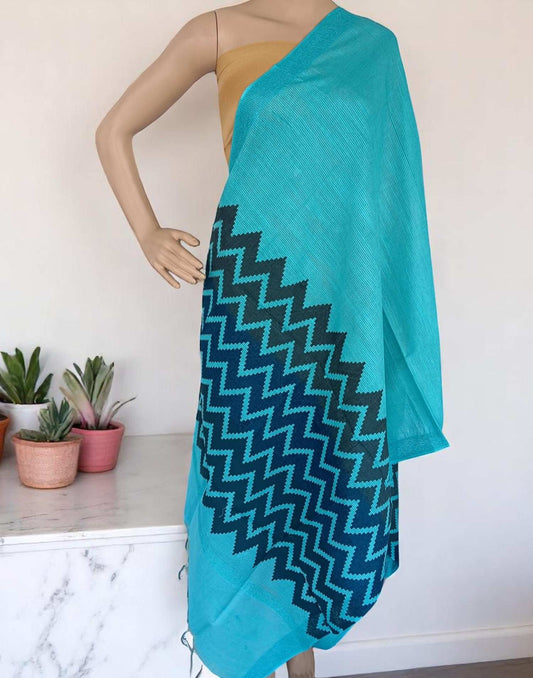 230525DP (E3055-E2542) CHANDERI DUPATTA - Sea Green 1