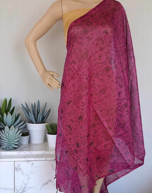 230525DP - KOTA CHECK PRINTED DUPATTA - Pink 1
