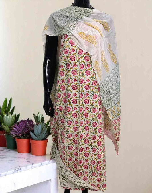 250525ML (E4614) COTTON UN-STITCHED SETS - Pink