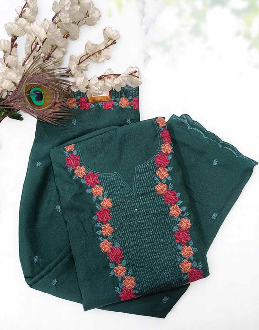 270525ML (E5349) UN-STITCHED SETS - Metalic Green