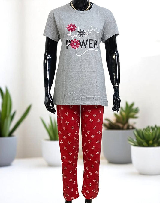 270525HW (E5369-E5370) PYJAMA SET - Gray n Tomatto Red