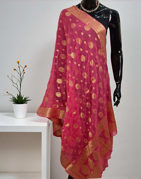 DHAVANI DUPATTA PEACHES PINK E6063 260126D - ELENTRA DESIGNS BY NIMI HEINS