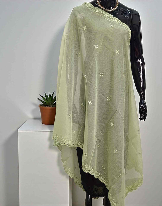 SILKY KOTA DUPATTA PISTA GREEN E6281 260126D - ELENTRA DESIGNS BY NIMI HEINS