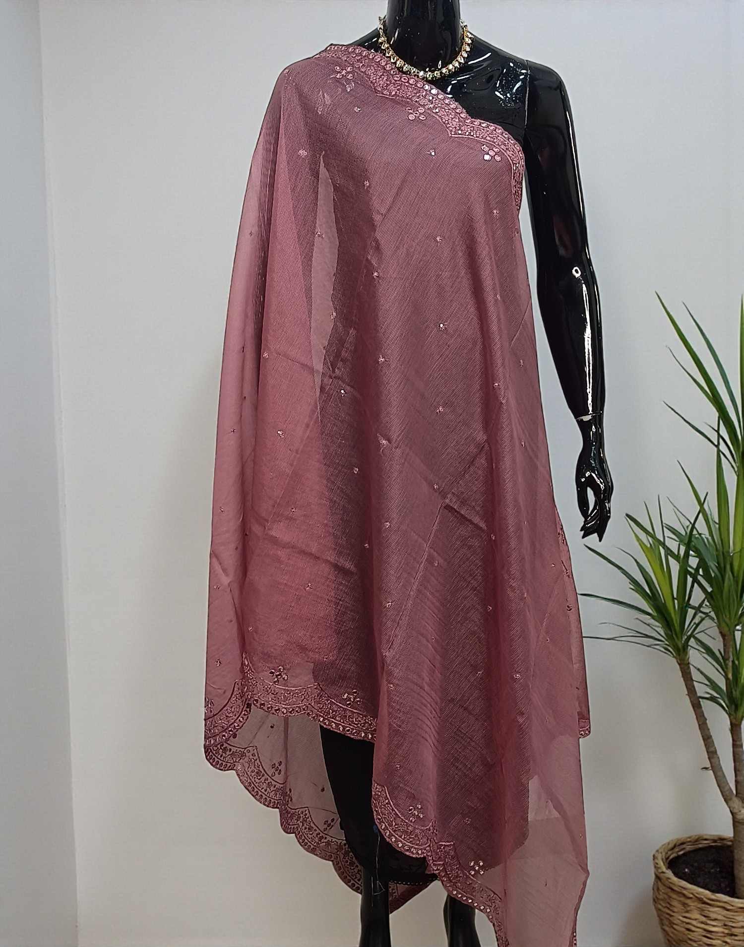 SILKY KOTA DUPATTA ONION PINK E6281 260126D - ELENTRA DESIGNS BY NIMI HEINS