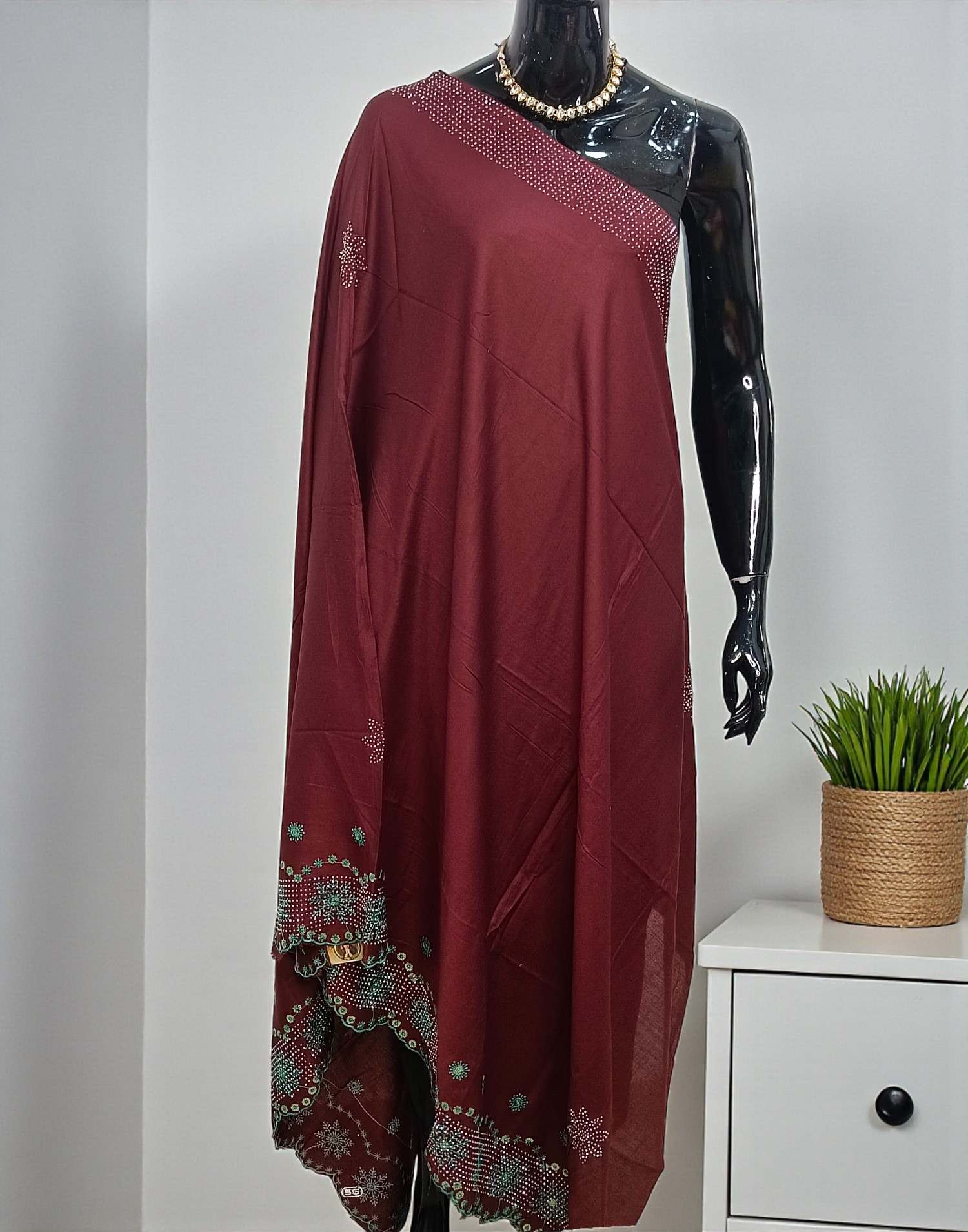 RAYON DUPATTA BROWN E6460 260126D - ELENTRA DESIGNS BY NIMI HEINS