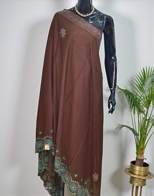 RAYON DUPATTA COFFE BROWN E6460 260126D - ELENTRA DESIGNS BY NIMI HEINS